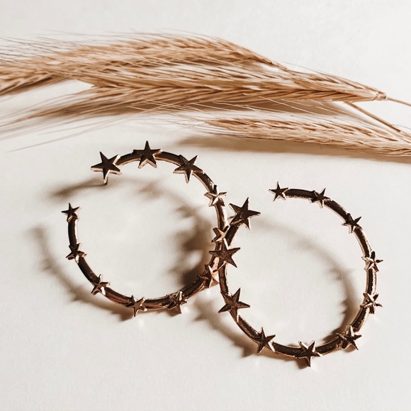 Jewelry - Gold Star Hoop Earrings